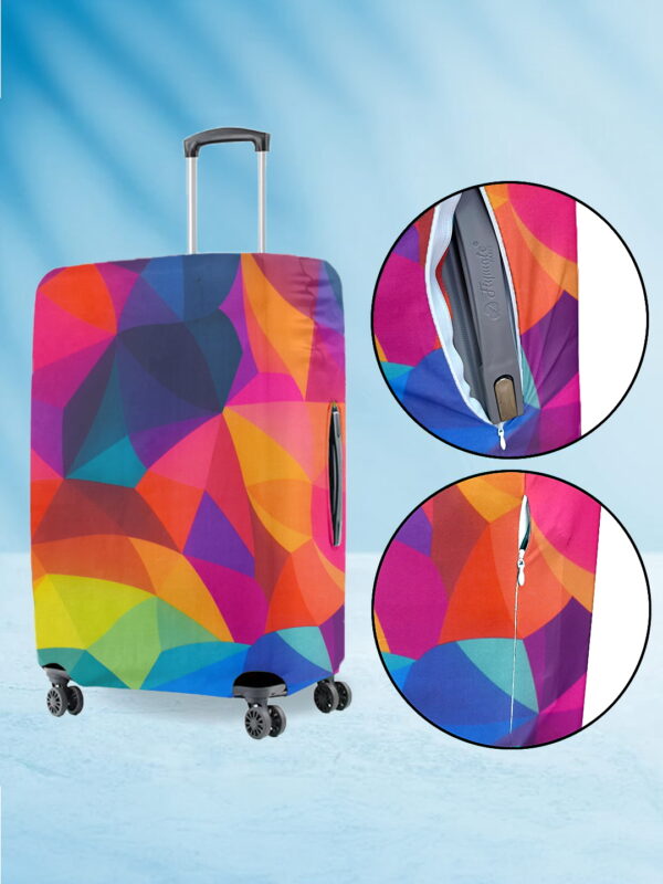 Colorful Geometric Vybe Suitcase Protector - Travel Trolley Cover, Waterproof, Dustproof, Scratch Resistant