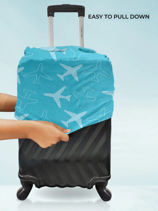 Blue Airplane Vybe Suitcase Protector - Travel Trolley Cover, Waterproof, Dustproof, Scratch Resistant