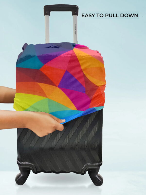 Colorful Geometric Vybe Suitcase Protector - Travel Trolley Cover, Waterproof, Dustproof, Scratch Resistant