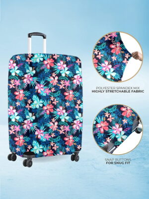 Floral Bliss Vybe Trolley Luggage Cover - Waterproof, Dustproof, Scratch Resistant Travel Protector