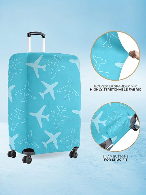 Blue Airplane Vybe Suitcase Protector - Travel Trolley Cover, Waterproof, Dustproof, Scratch Resistant