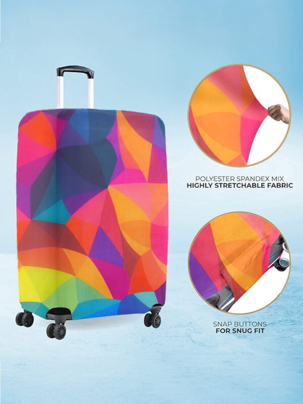 Colorful Geometric Vybe Suitcase Protector - Travel Trolley Cover, Waterproof, Dustproof, Scratch Resistant