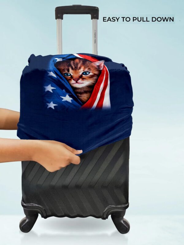 Patriotic Kitty Vybe Trolley Luggage Cover - Waterproof, Dustproof, Scratch Resistant Travel Protector