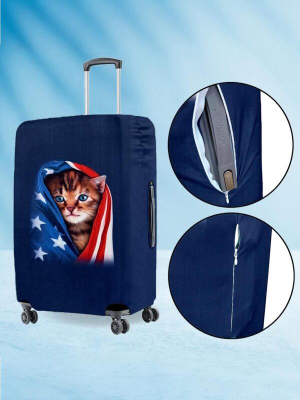 Patriotic Kitty Vybe Trolley Luggage Cover - Waterproof, Dustproof, Scratch Resistant Travel Protector