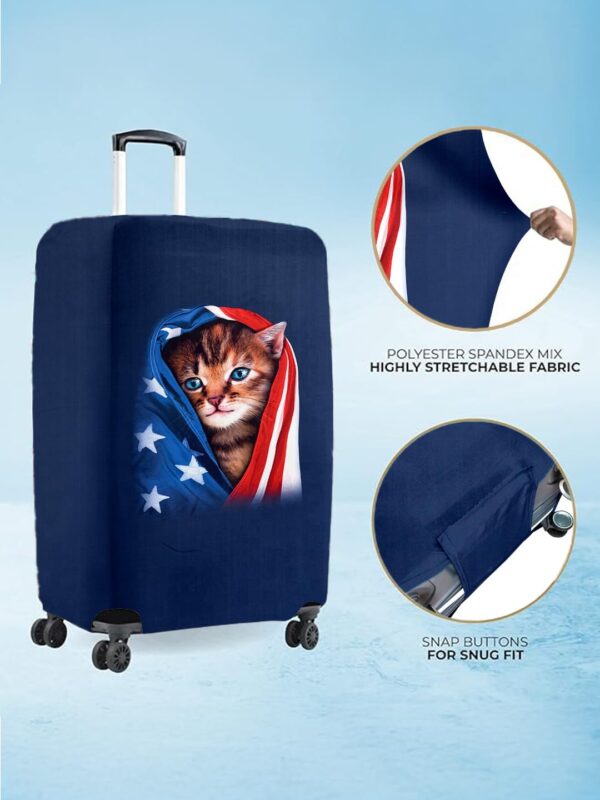 Patriotic Kitty Vybe Trolley Luggage Cover - Waterproof, Dustproof, Scratch Resistant Travel Protector